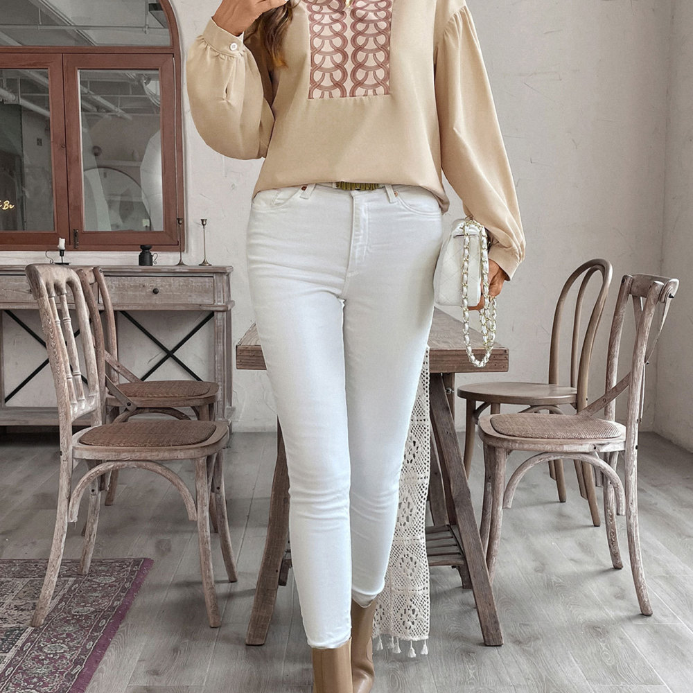 Women'S Elegant Formal Wear - Chic Retro Women Blouse Floral Pattern