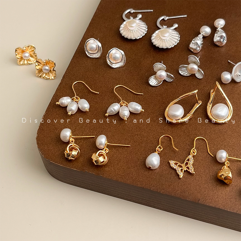 Pearl Earring Stud - DIY accessories Fashion commuter freshwater pearl