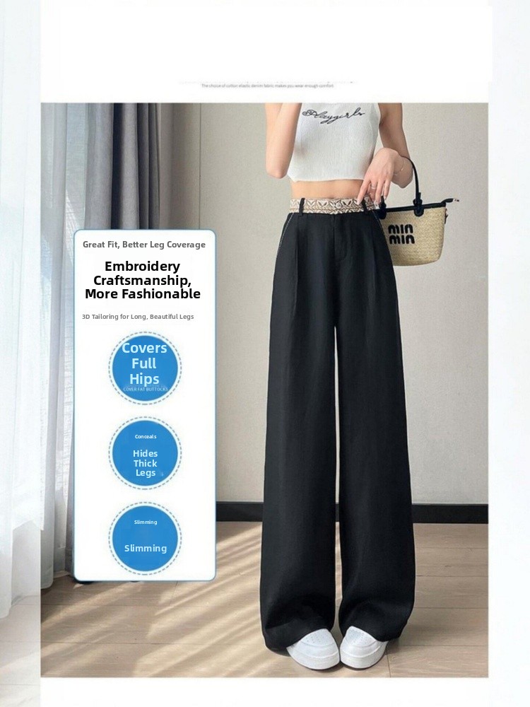 High Waist Wide Leg Ice Silk P - Tailored Trouser Wide ulasan dan harga