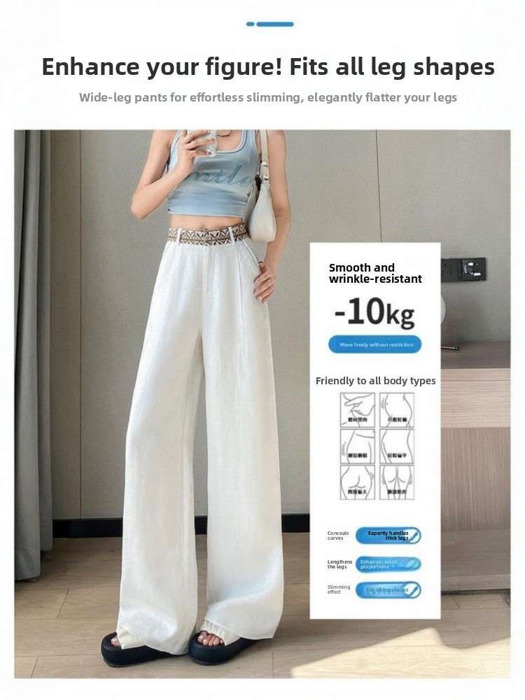 High Waist Wide Leg Ice Silk P - Tailored Trouser Wide ulasan dan harga