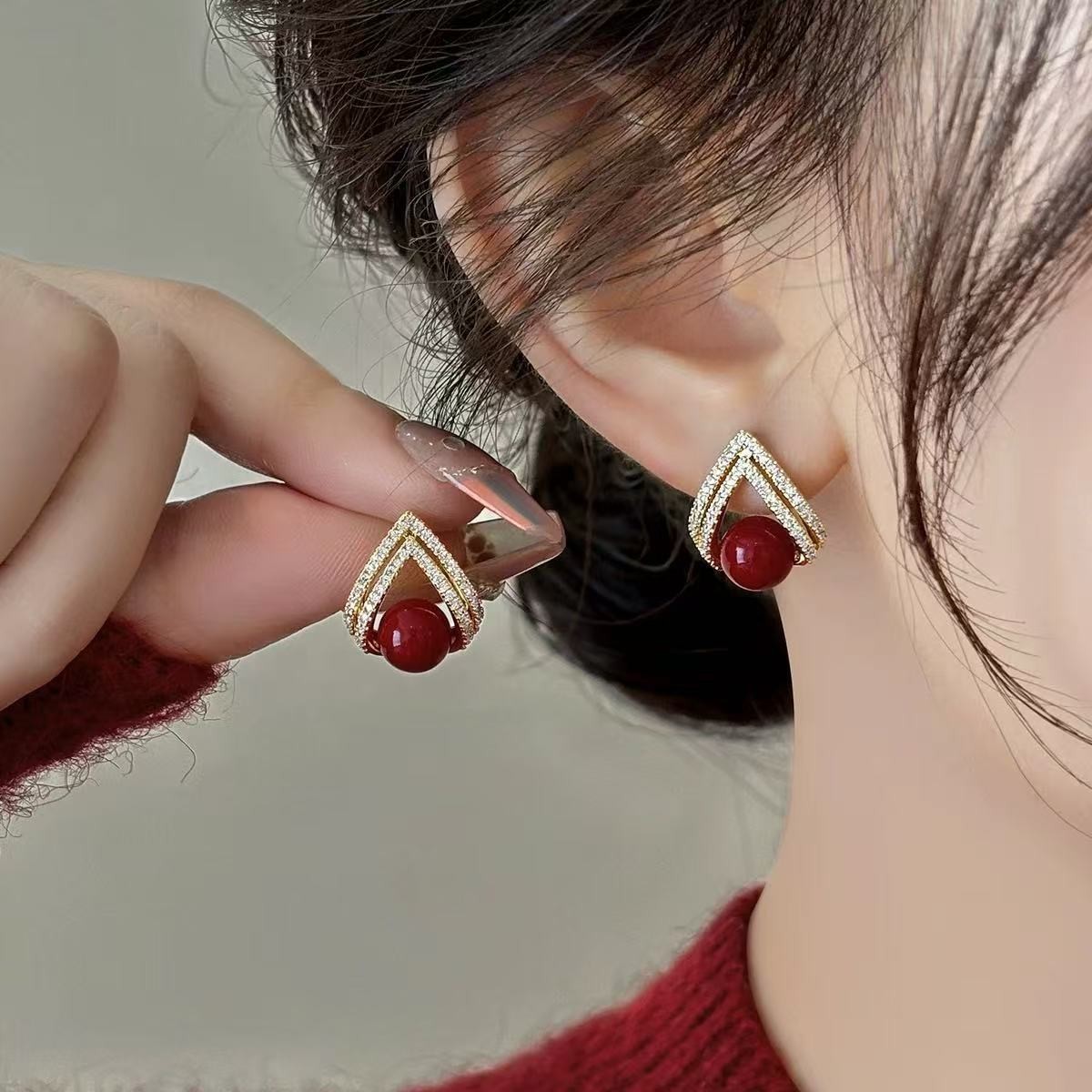 925 Silver Needle Korean Fashi - Pearl Earring Stud ulasan dan harga
