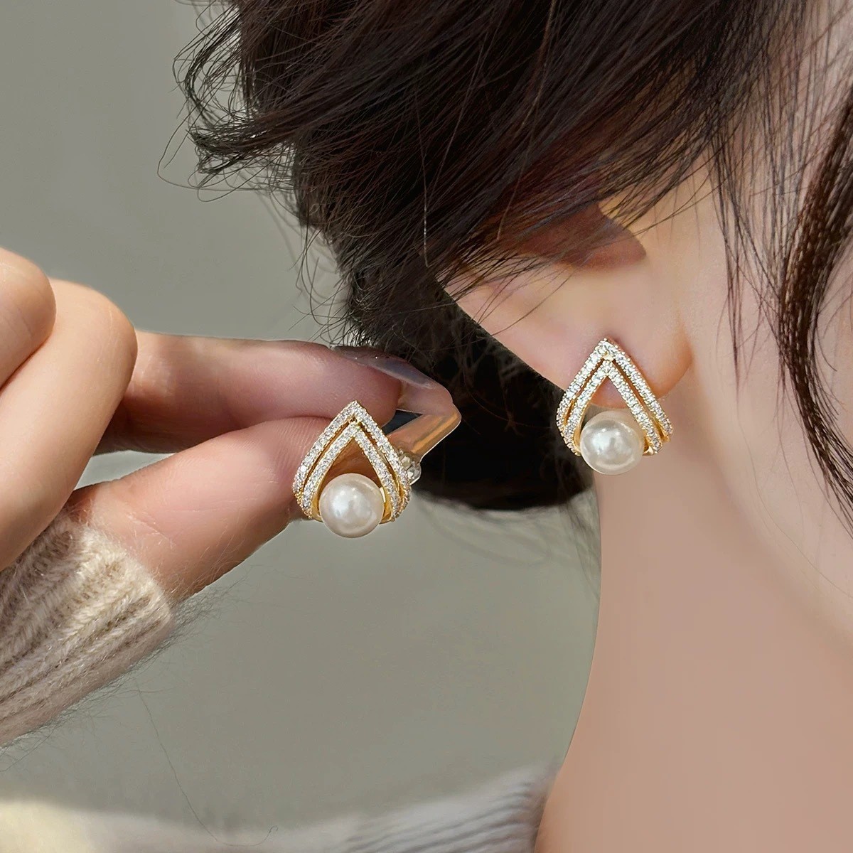 925 Silver Needle Korean Fashi - Pearl Earring Stud ulasan dan harga