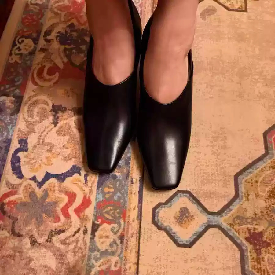 Women's Black Leather Square T - Formal Wear Women'S Loafers ulasan dan harga