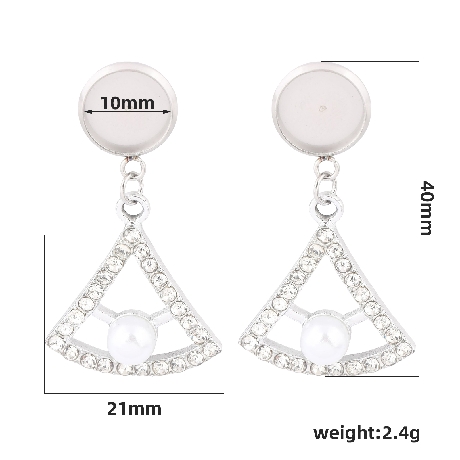 10pcs Stainless Steel Fit 10mm - Pearl Earring Stud ulasan dan harga