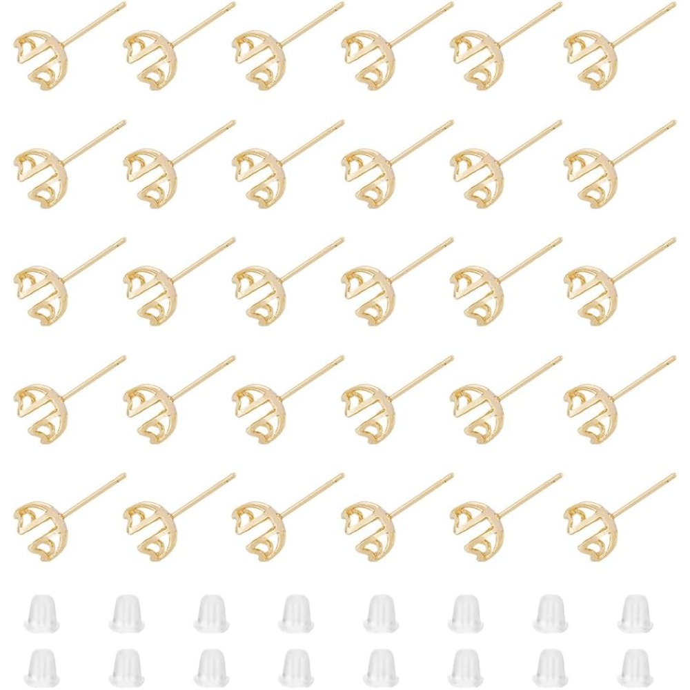 30Pcs Earring Mounting 4-Heart - Pearl Earring Stud ulasan dan harga