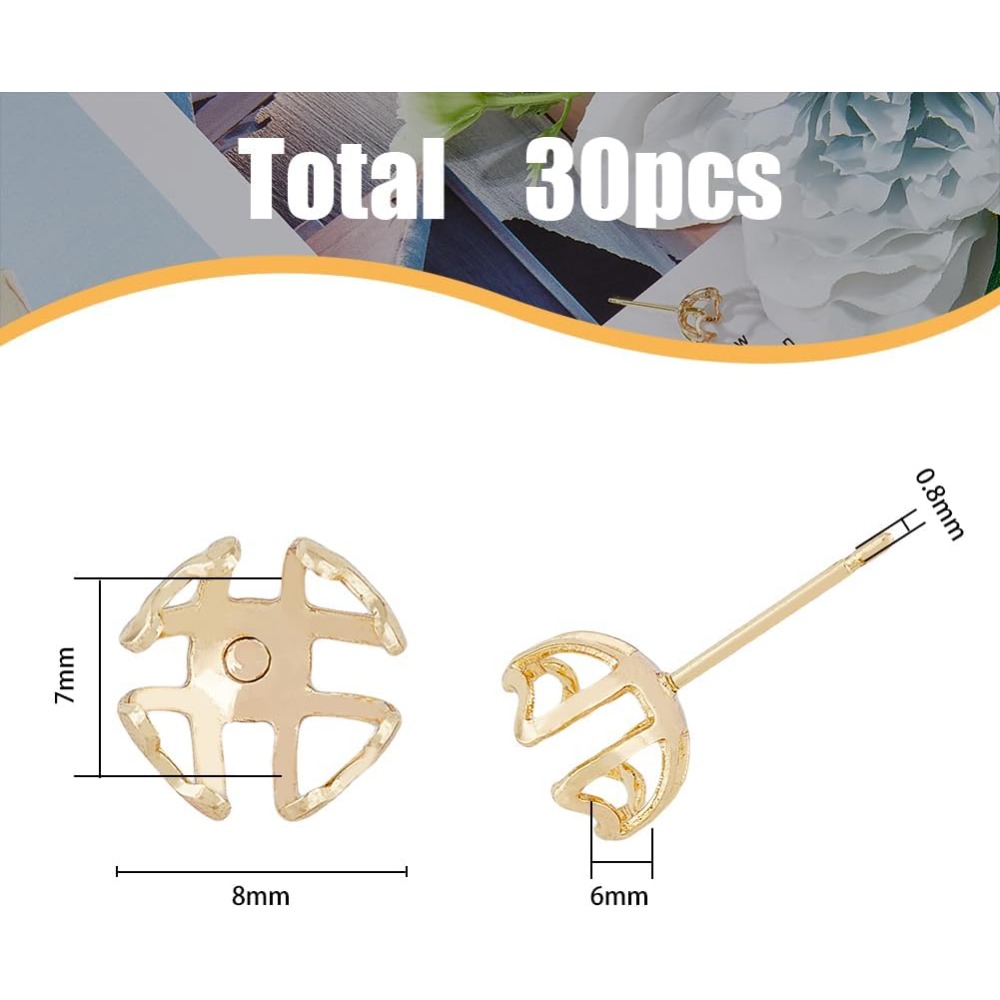 30Pcs Earring Mounting 4-Heart - Pearl Earring Stud ulasan dan harga