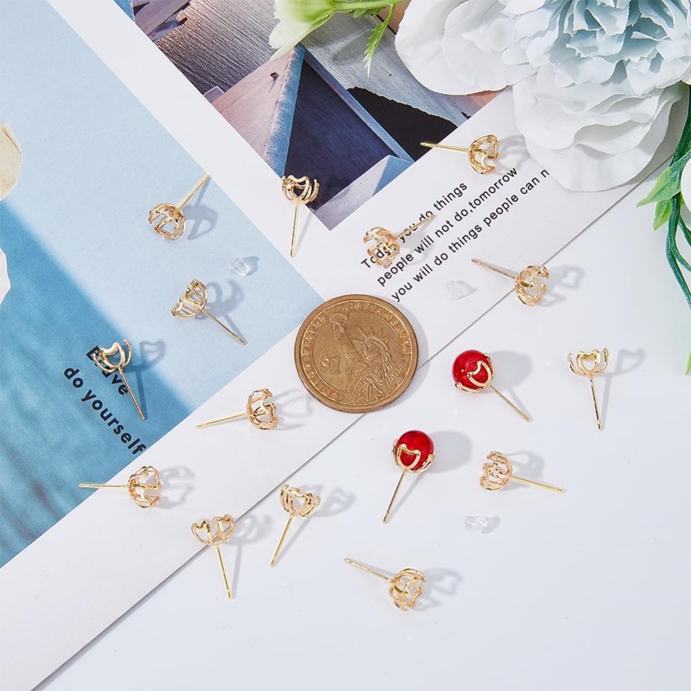 30Pcs Earring Mounting 4-Heart - Pearl Earring Stud ulasan dan harga