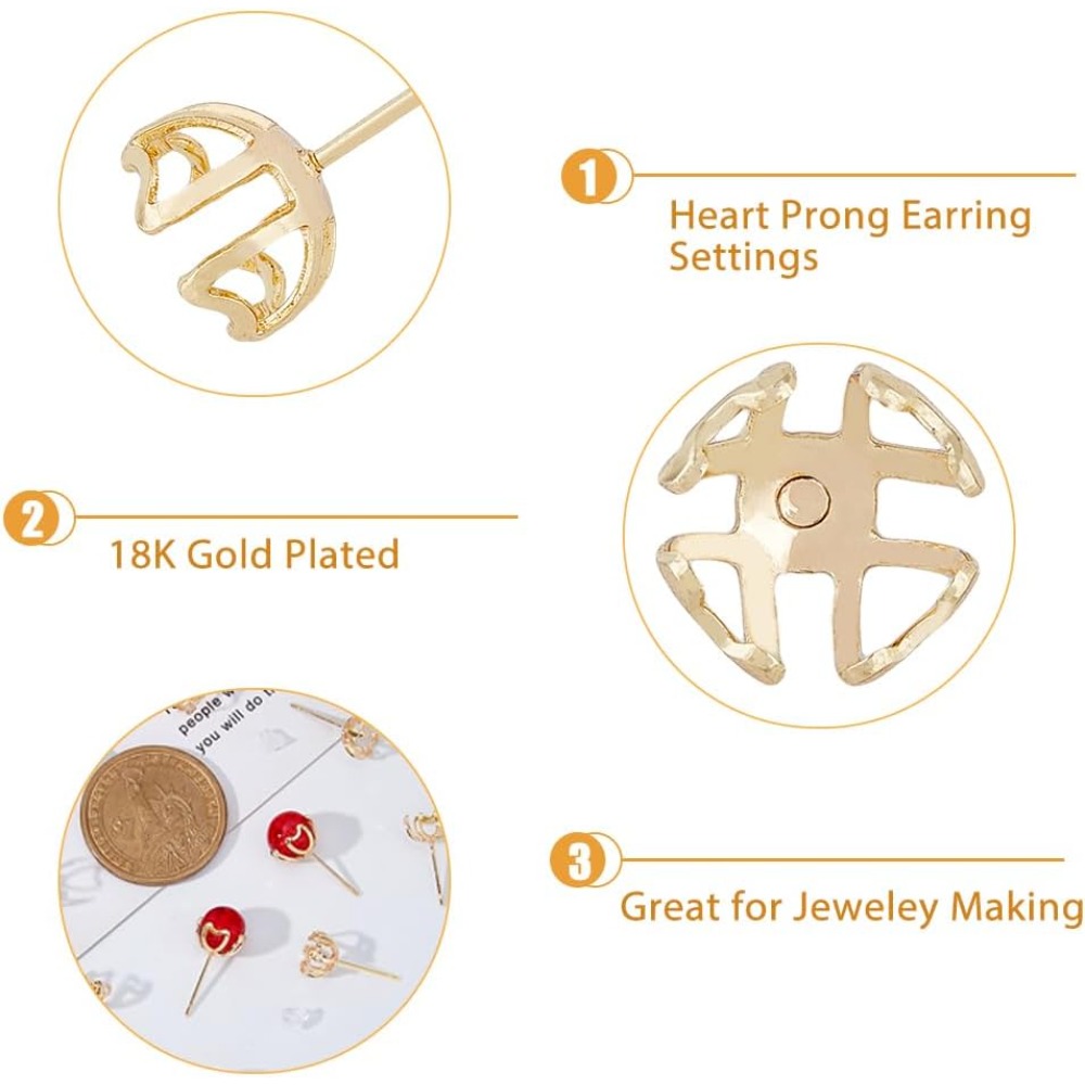 30Pcs Earring Mounting 4-Heart - Pearl Earring Stud ulasan dan harga