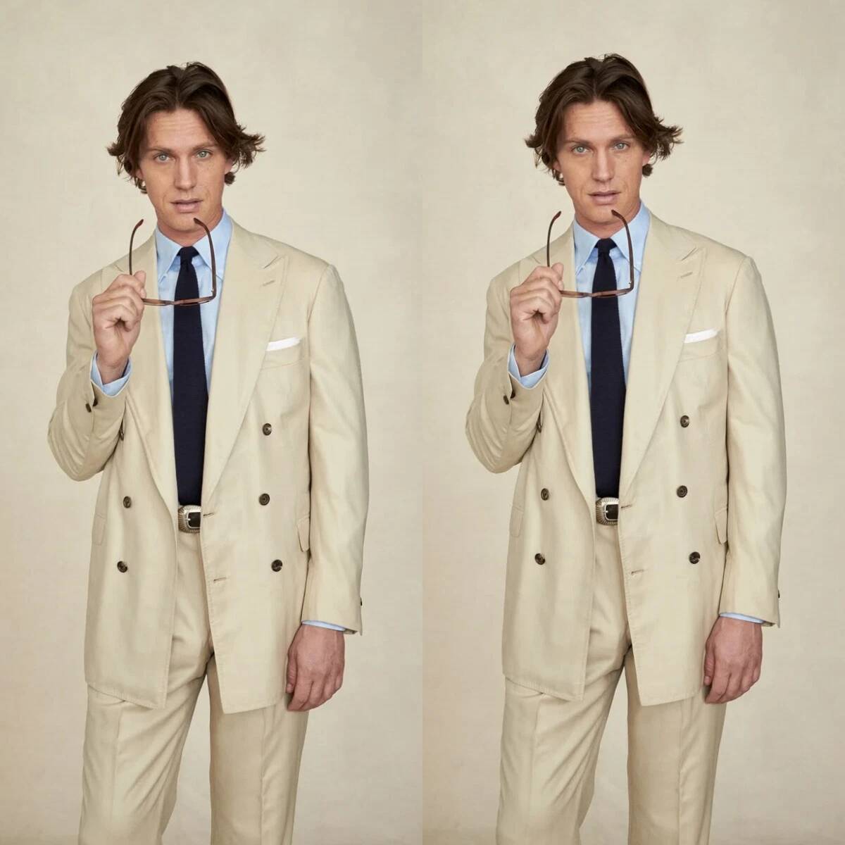 Beige Wide Peak Lapel Double B - Tailored Trouser Wide ulasan dan harga