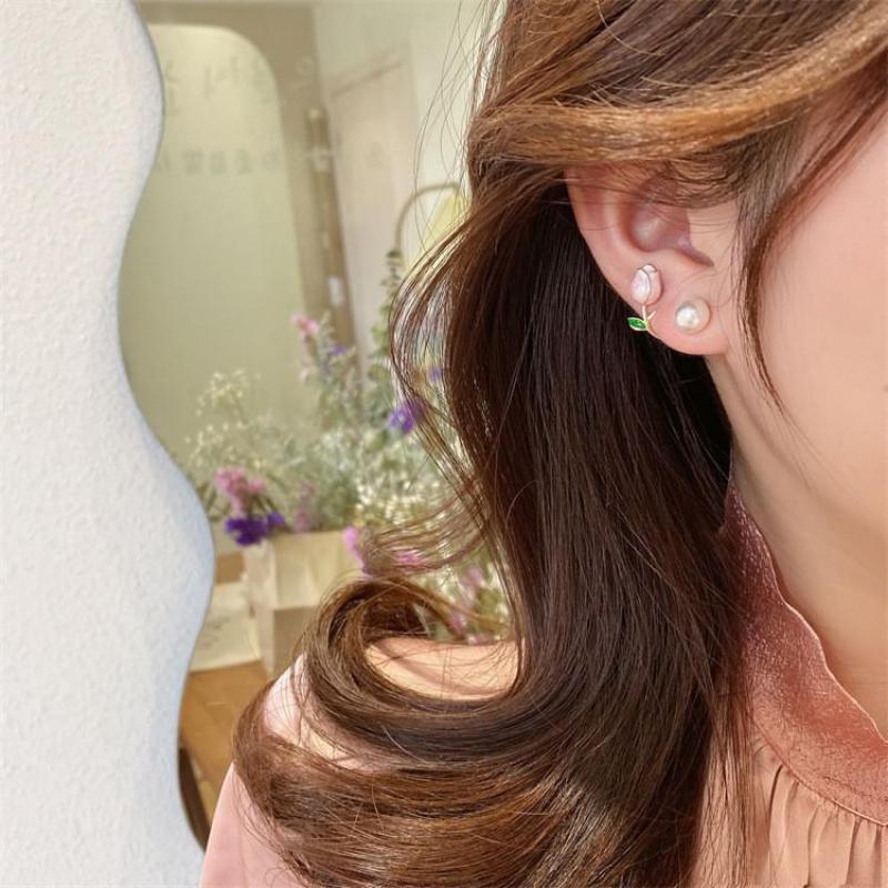 925 Silver Needle Korean Fashi - Pearl Earring Stud ulasan dan harga