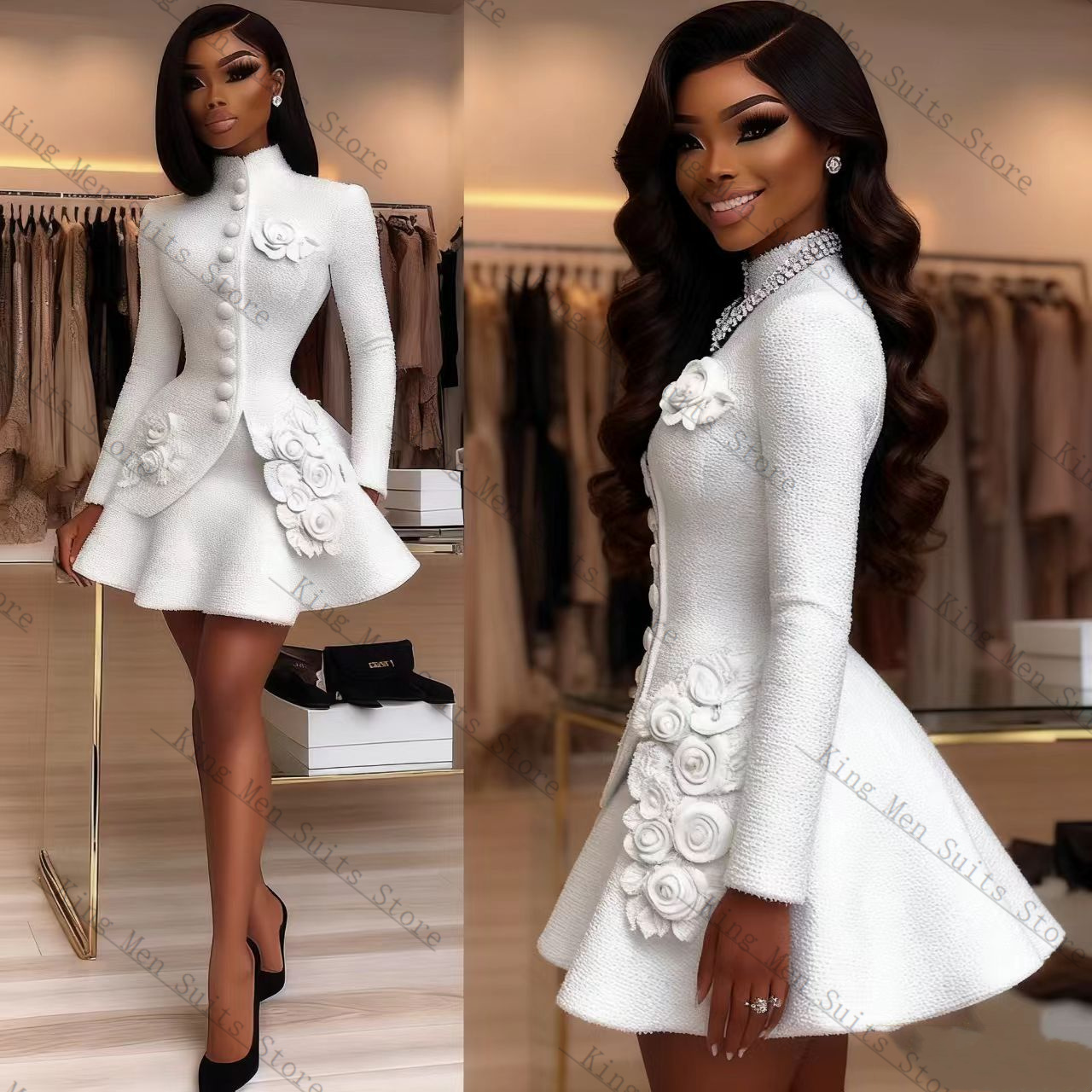 Luxury White Women Suit Set 2  - Women Formal Wear Coat ulasan dan harga