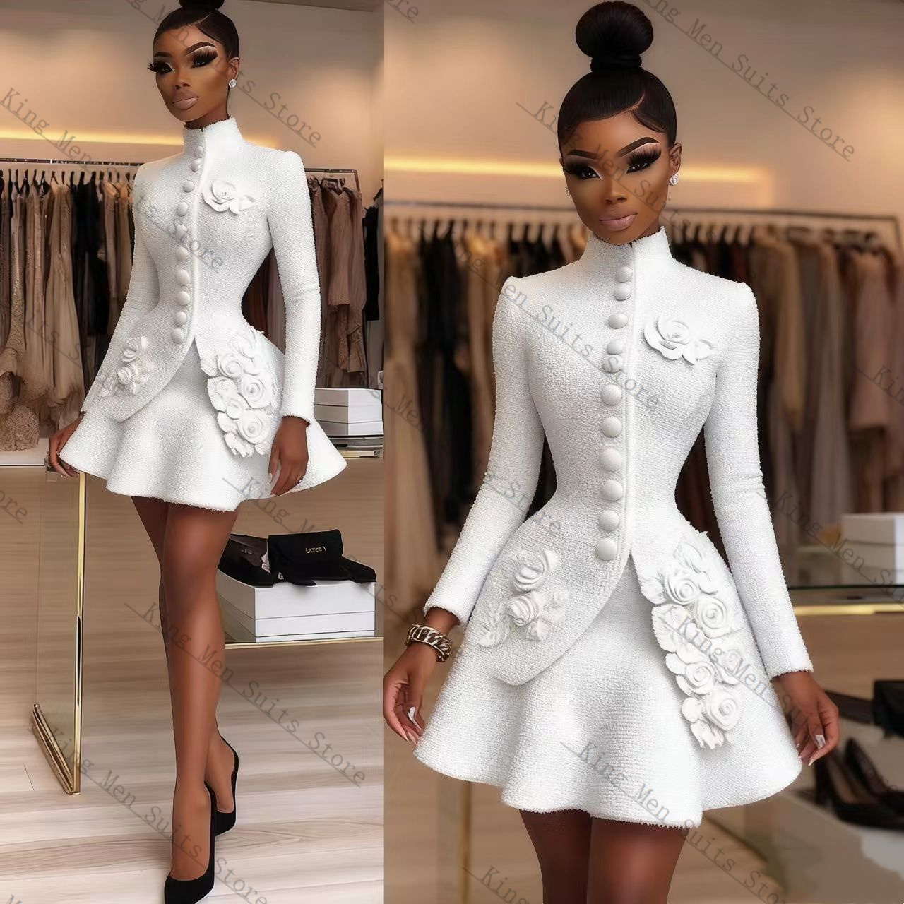 Luxury White Women Suit Set 2  - Women Formal Wear Coat ulasan dan harga