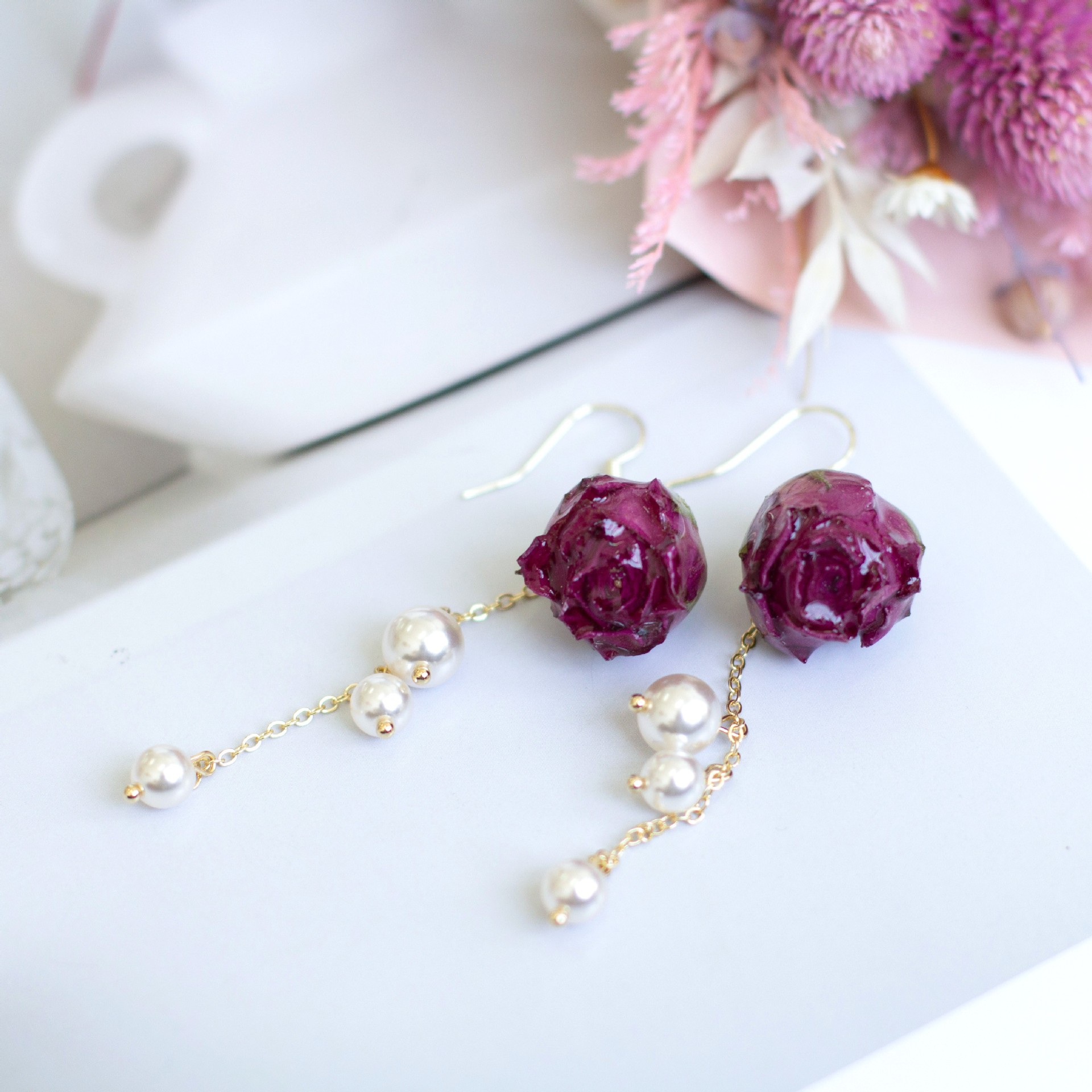 Elegant Immortal Rose Pearl Ta - Pearl Earring Stud ulasan dan harga