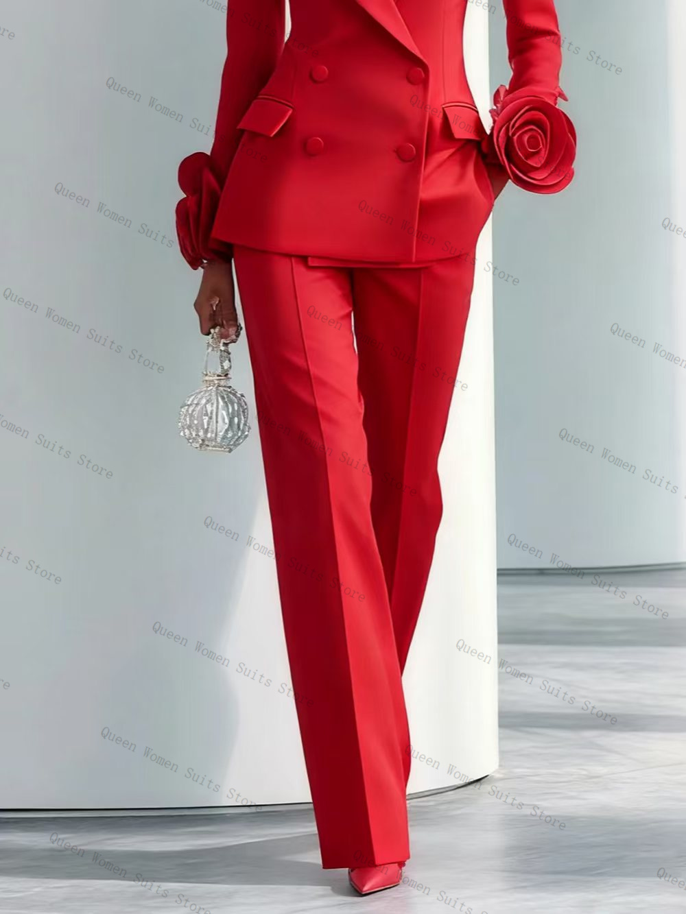Luxury Red Women Suit Set 2 Pc - Women Formal Wear Coat ulasan dan harga