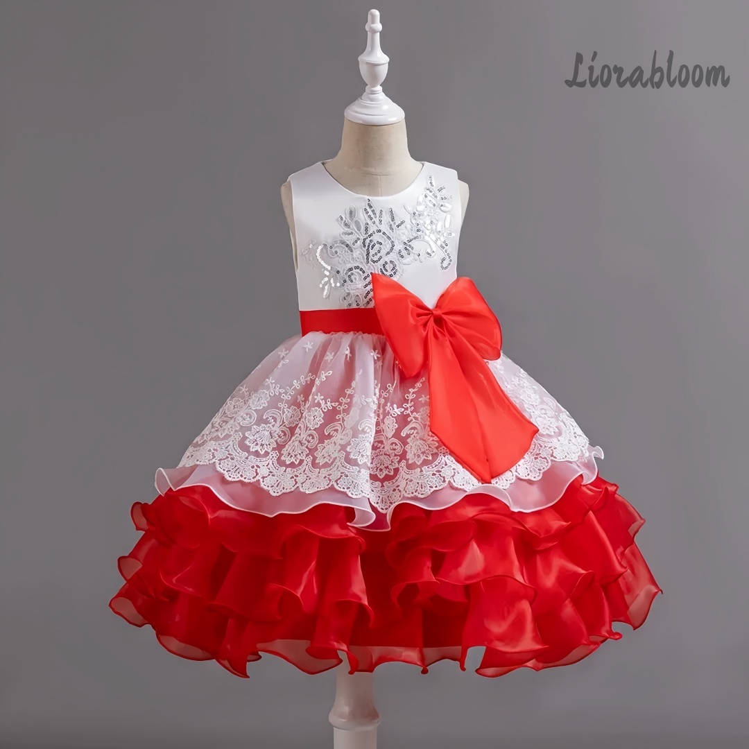 Girls' Dress With Large Bow Sl - Women'S Elegant Formal Wear ulasan dan harga