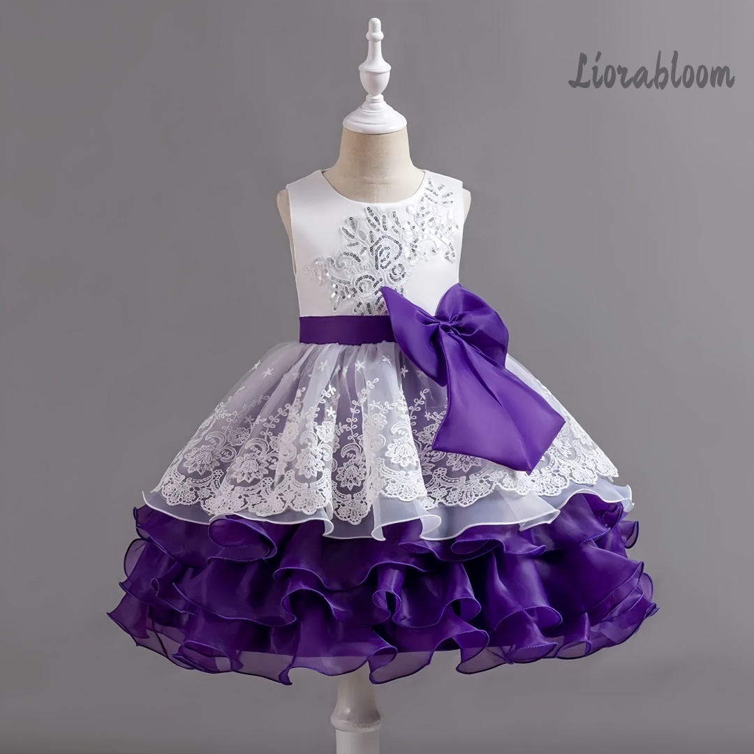 Girls' Dress With Large Bow Sl - Women'S Elegant Formal Wear ulasan dan harga