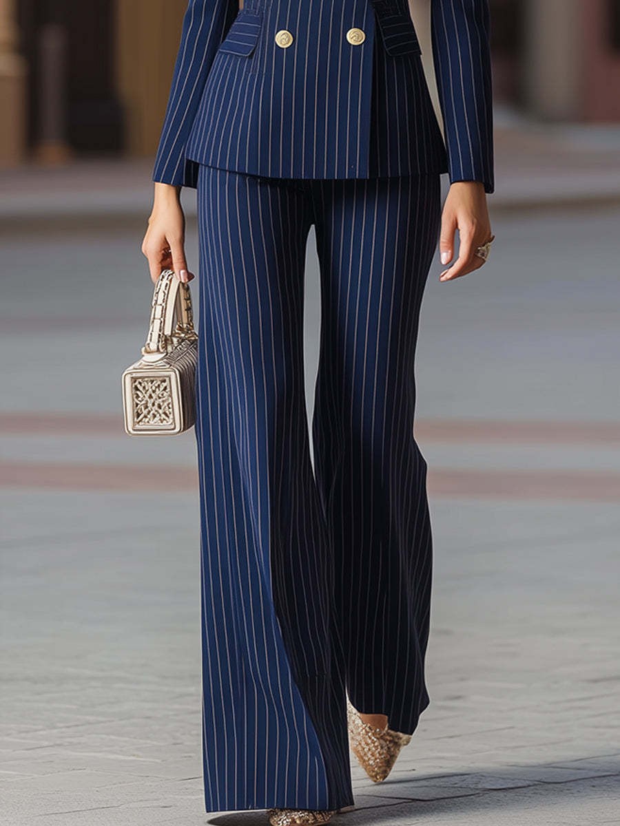 Elegant Women's Suit Set Navy  - Tailored Trouser Wide ulasan dan harga