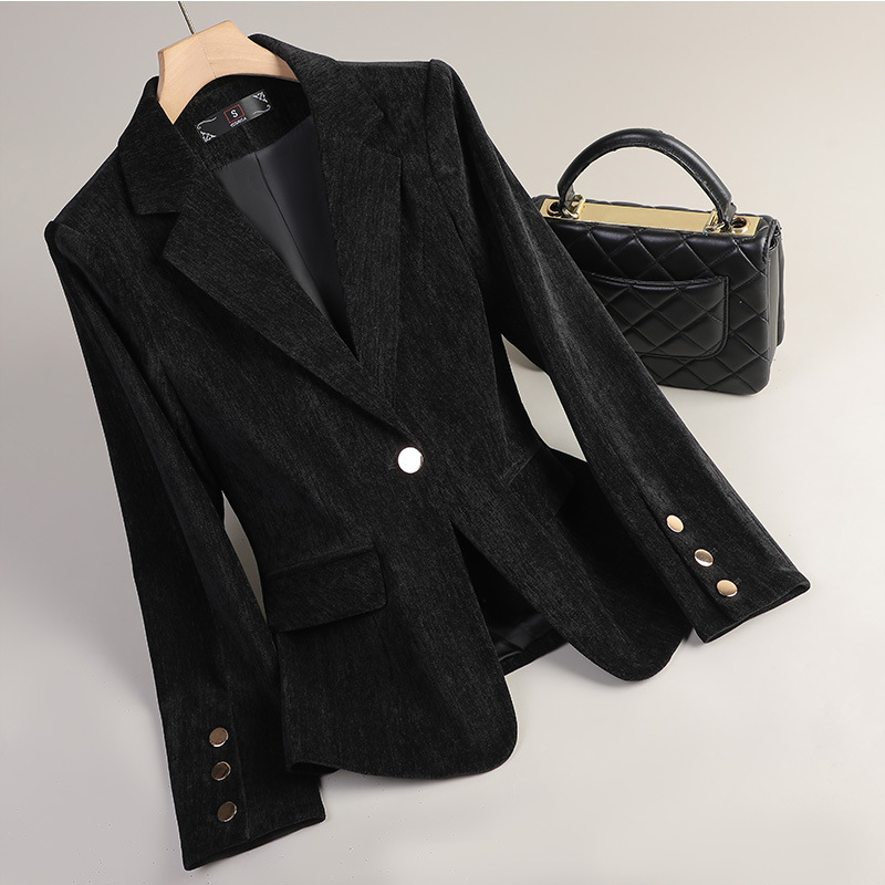 Yellow Gold Velvet Blazer Wome - Women Formal Wear Coat ulasan dan harga