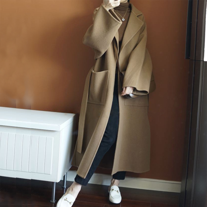 Elegant Women's Long Coat 100% - Women Formal Wear Coat ulasan dan harga