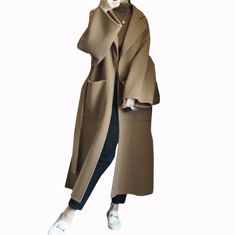 Elegant Women's Long Coat 100% - Women Formal Wear Coat ulasan dan harga