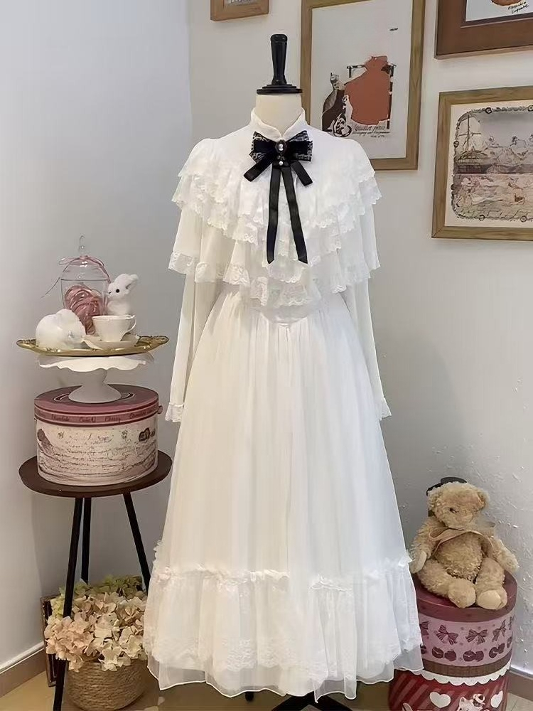 Japanese Short Sleeve Bow Lace - Women'S Elegant Formal Wear ulasan dan harga