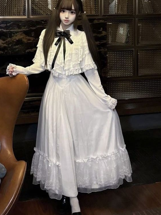 Japanese Short Sleeve Bow Lace - Women'S Elegant Formal Wear ulasan dan harga