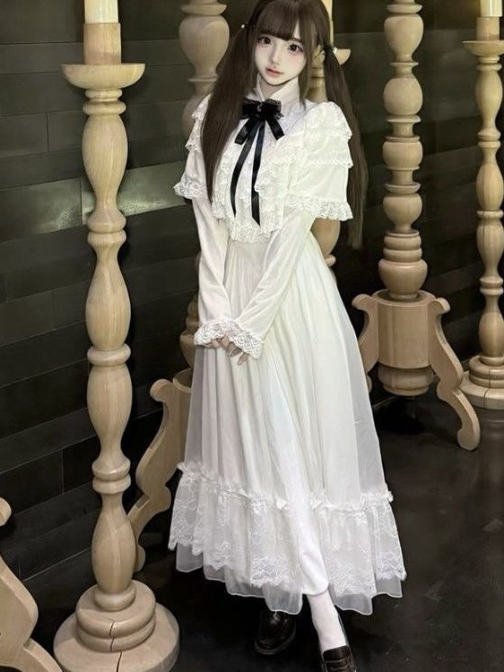 Japanese Short Sleeve Bow Lace - Women'S Elegant Formal Wear ulasan dan harga