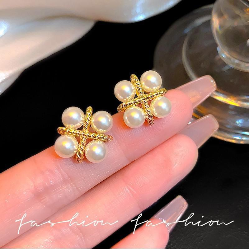 925 Silver Needle Korean Fashi - Pearl Earring Stud ulasan dan harga