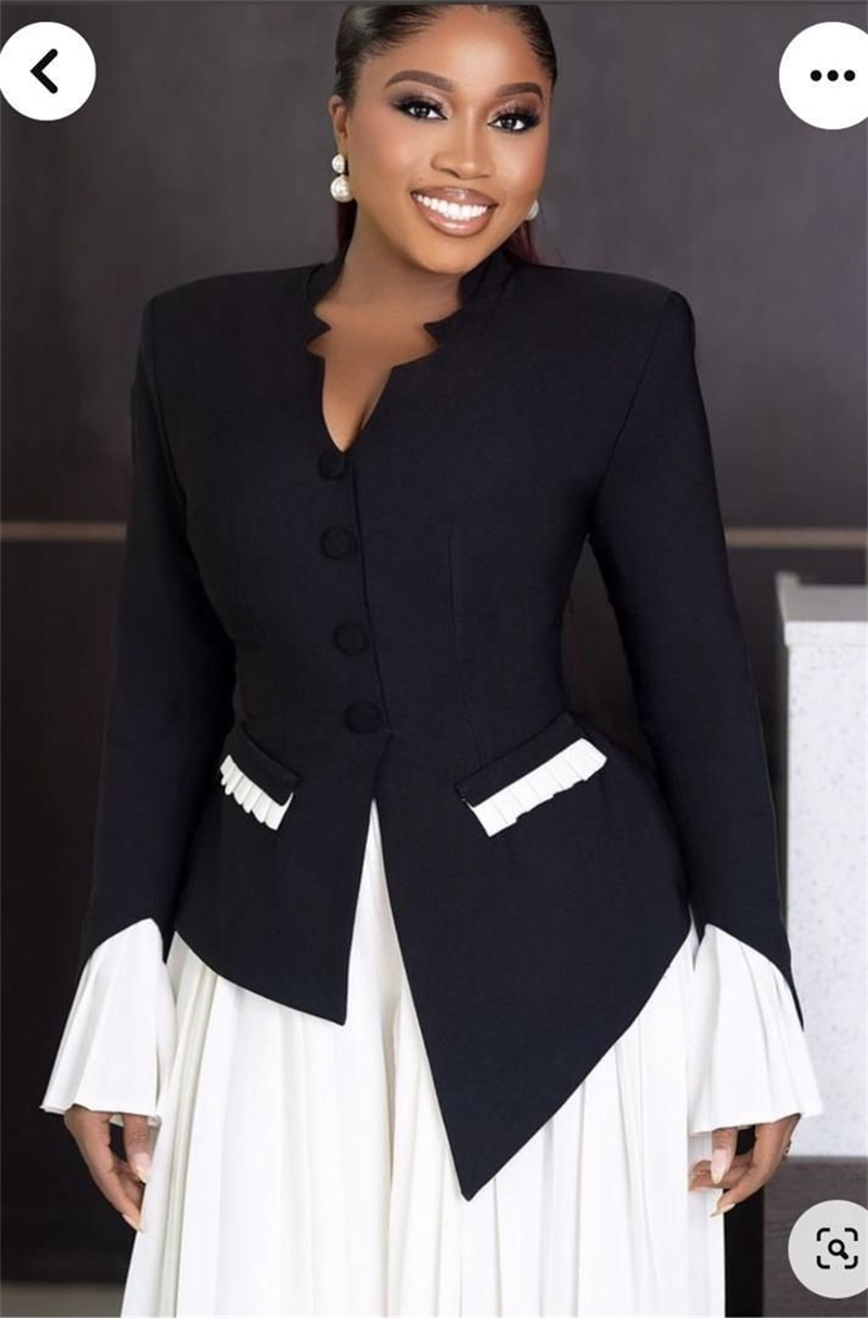 White Black Women Suits Set 2  - Women Formal Wear Coat ulasan dan harga