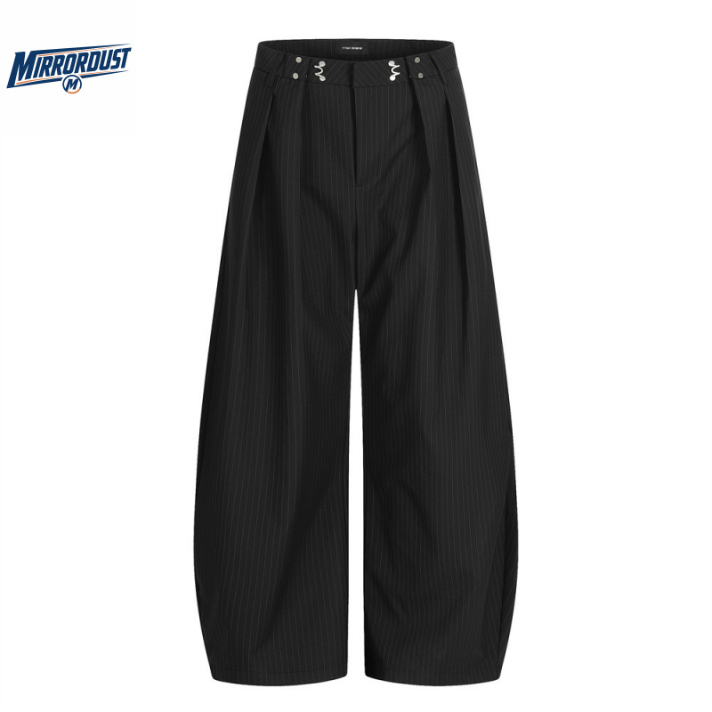 Men's Pinstripe Wide Leg Dress - Tailored Trouser Wide ulasan dan harga