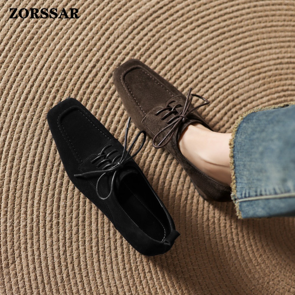 Women's Brown Suede Square Toe - Formal Women Daily Wear Shoes ulasan dan harga
