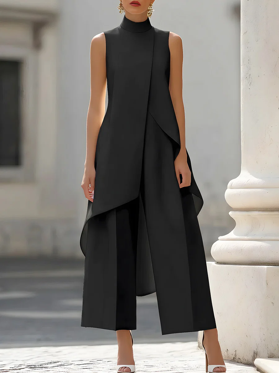 Sleeveless High Neck Asymmetri - Women'S Elegant Formal Wear ulasan dan harga
