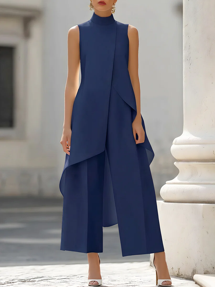 Sleeveless High Neck Asymmetri - Women'S Elegant Formal Wear ulasan dan harga
