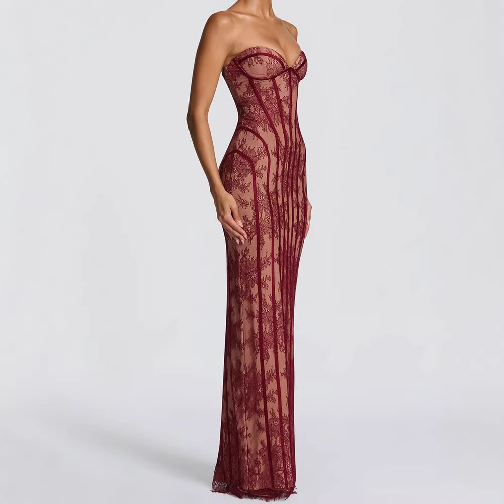 Strapless Bodycon Maxi Dress f - Women'S Elegant Formal Wear ulasan dan harga