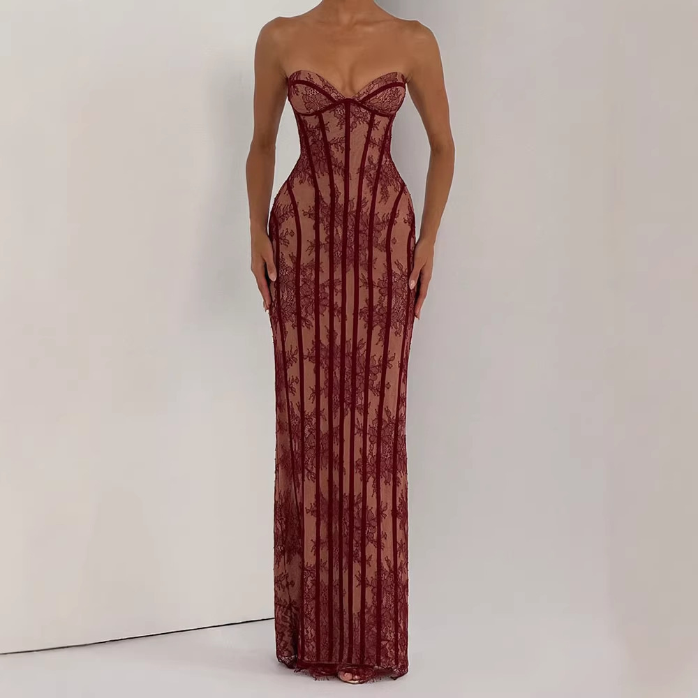 Strapless Bodycon Maxi Dress f - Women'S Elegant Formal Wear ulasan dan harga