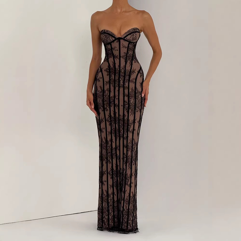 Strapless Bodycon Maxi Dress f - Women'S Elegant Formal Wear ulasan dan harga
