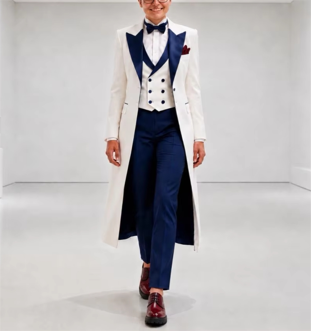 Navy Blue White Women's Jacket - Women'S Elegant Formal Wear ulasan dan harga