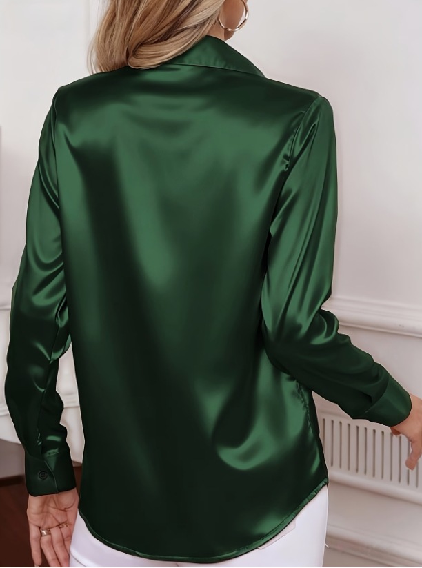 Women Satin Lapel Collar Blous - Women'S Office Formal Wear For Ladies ulasan dan harga